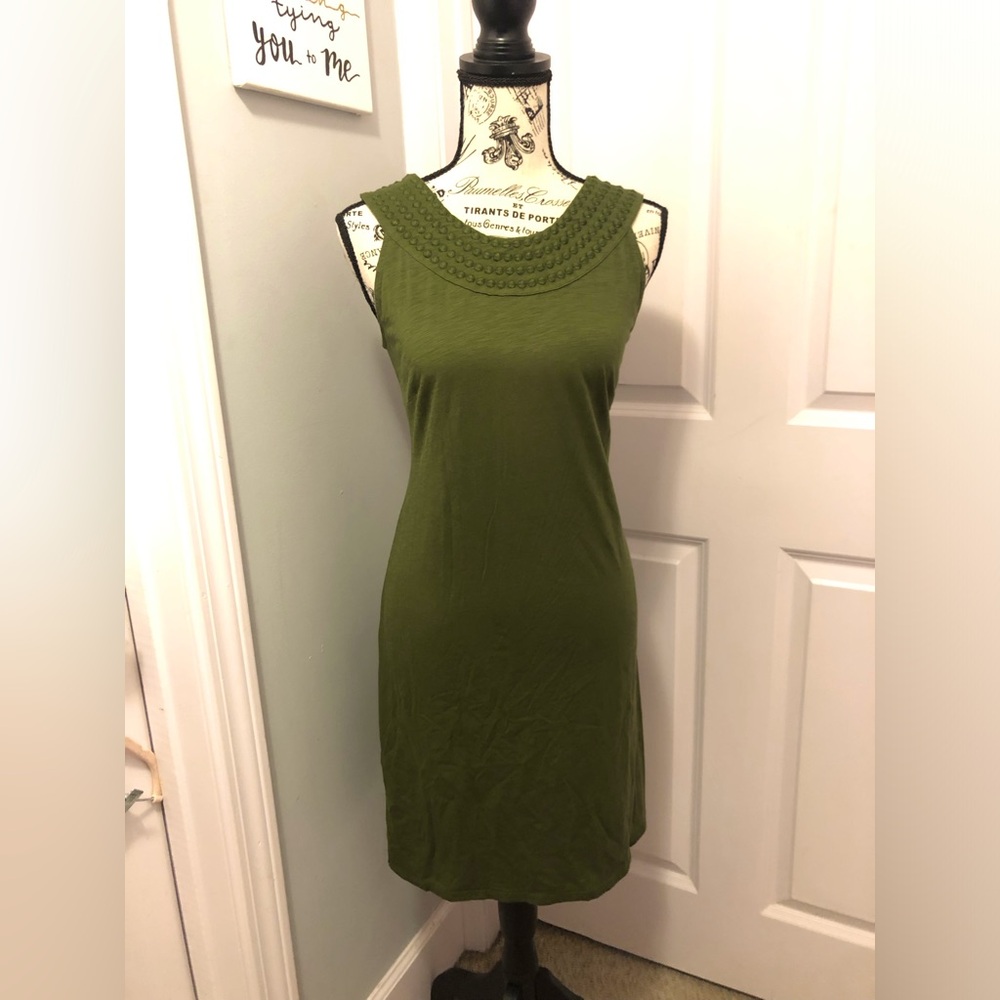 Tommy Bahama Olive Green Crochet Yoke Mini Dress